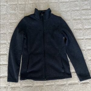 The North Face Dark Gray Full Zip Fleece Jacket with High Collar
